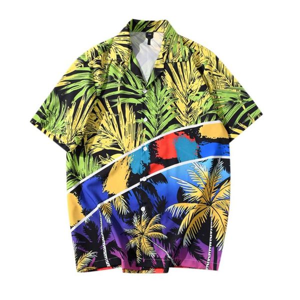 fashion men summer shirts short sleeve beach shirt blouse fit slim printed shirts blouse streetwear clothes camisa, White;black